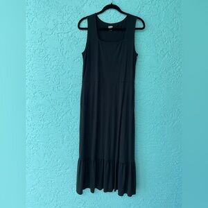 Lands' End Black Maxi Dress with Ruffle Hem size Medium (10-12)
